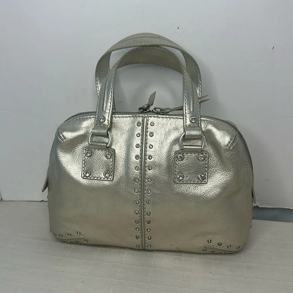 MICHAEL Michael Kors Metallic Gold Rhine Stone Studded Zipper Handbag